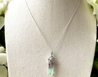 Fluorite - Hex Pendant Necklace (Chain)