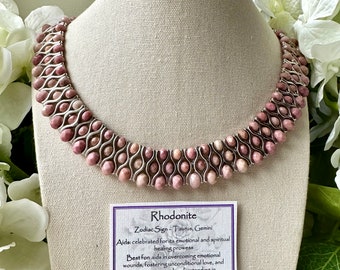 Collar Necklace - Rhodonite Gemstone