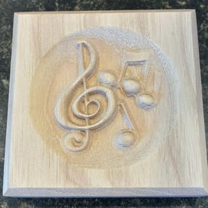 Music Notes Engraved Wood Block Custom Hardwood Rosette Decorative Trim Accent