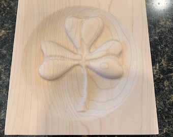 Shamrock Irish Engraved Wood Block Custom Hardwood Rosette Decorative Trim Accent