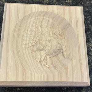 Tom Turkey Engraved Wood Block Custom Hardwood Rosette Decorative Trim Accent