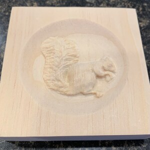 Squirrel Engraved Wood Trim Block: Wildlife Decor