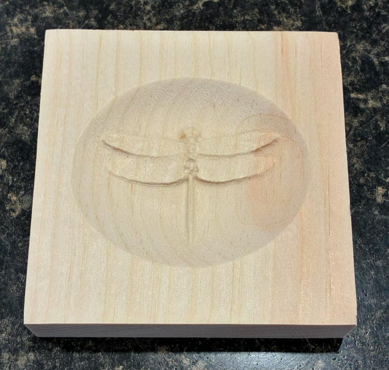 Dragonfly Engraved Wood Block Custom Hardwood Rosette Decorative Trim ...