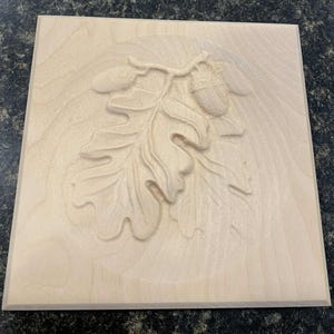Oak Leaf & Acorns Engraving Trim Wood, Corner Trim Block, Door Trim Block, Window Trim Block, Home Improvement Trim Block, Square Rosette