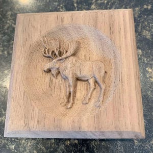 Moose Engraved Wood Trim Block: Wildlife Decor