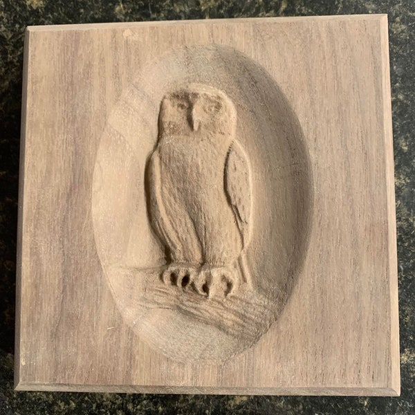 Snow Owl & Branch Wildlife Nature Engraving Trim Wood Corner Trim Block, Door Trim Block Window Trim Block Home Improvement Square Rosette