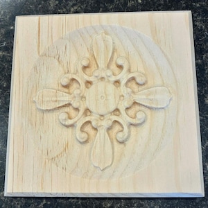 Northern Star Flourish 176C Engraved Wood Block Custom Hardwood Rosette Decorative Trim Accent