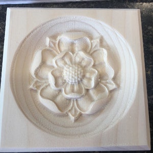 Tudor Rose Engraving Trim Wood, Corner Trim Block, Door Trim Block, Window Trim Block, Home Improvement Trim Block, Square Rosette