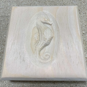 Sea Horse Wood Trim Block: Nautical Engraved Rosette