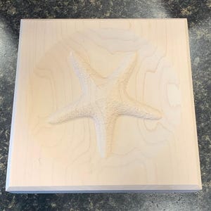 Nautical Starfish Engraved Wood Block Custom Hardwood Rosette Decorative Trim Accent