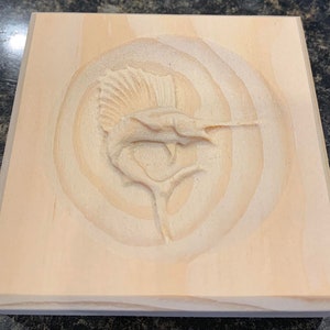 Sailfish Wood Engraved Corner Trim Block: Nautical Decor