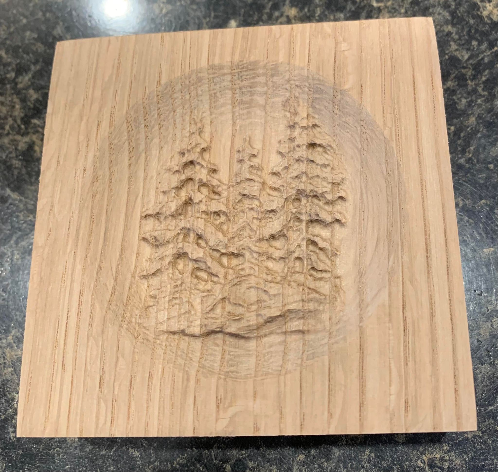 Rustic Tree Woodblock Tree and Rocks Engraved Wood Block Custom Hardwood Rosette Decorative ...