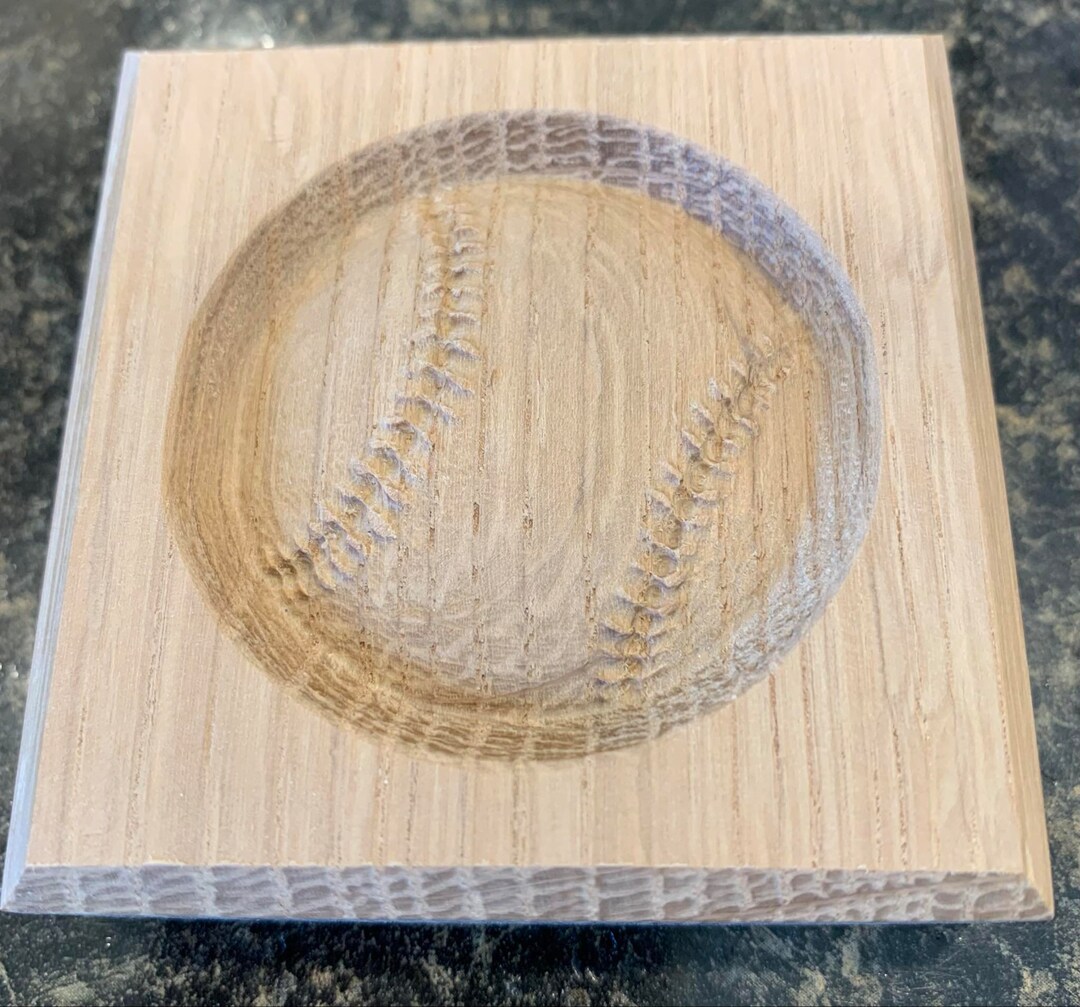Baseball Sport Engraved Wood Block Custom Hardwood Rosette Decorative ...