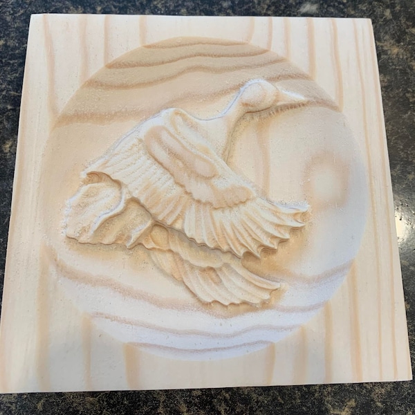 Duck 5 Bird Wildlife Engraving Trim Wood Corner Trim Block, Door Trim Block, Window Trim Block, Home Improvement Trim Block, Square Rosette