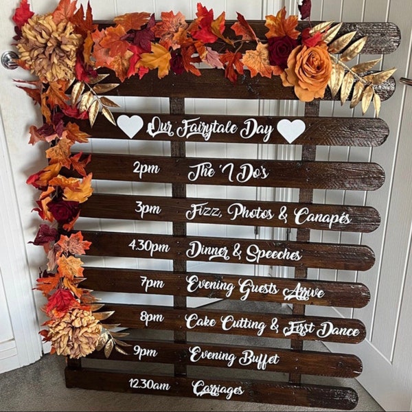 PERSONALISED order of the day | Wedding timeline vinyl | wording for wooden pallet | White  | Black | Gold | silver| NEW font added