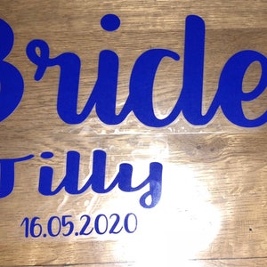 PERSONALISED various styles Iron on vinyl,Bridal robe/ Tshirts transfers, Bride, Bridesmaid, Maid/Matron of Honour/Honor,Mother of the Bride