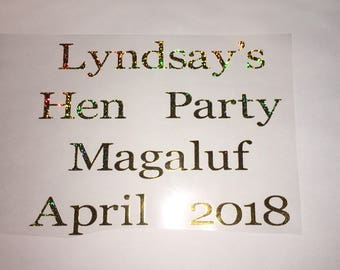 Hen weekend/party iron on vinyls