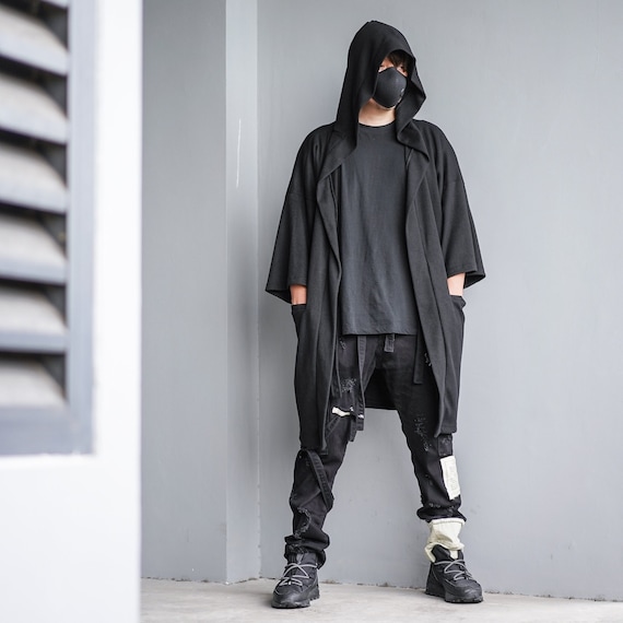 Sweat a capuche noir long Noragi pour homme cardigan kimono pour homme veste streetwear Haori surdimensionnee streetwear japonais unisexe pardessus yukata style ample Etsy France