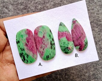 Ruby in Zoisite Rose Cut Earrings Pair Mix Shape Loose Gemstones For Jewelry Making