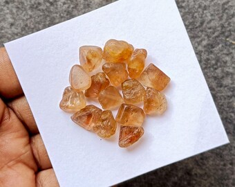 15 Pcs Imperial Topaz Rough Gemstone : Raw Mineral Stone For Jewelry Making