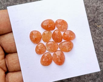 Natuurlijke zonnesteen edelsteen: Losse zonnesteen met roosgeslepen afwerking voor het maken van sieraden