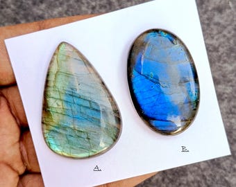 Labradorite Smooth Cabochons : Natural Labradorite Flat Back Loose Stone For Jewelry Making