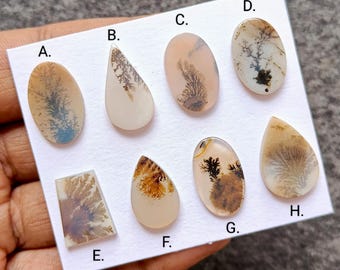 Cabujones lisos de ágata paisajística: Piedra preciosa suelta de ágata dendrítica natural para la fabricación de joyas.