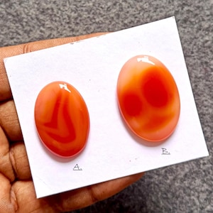 Carnelian Smooth Cabochon: 32-36mm Oval Gemstone for Jewelry
