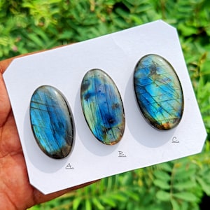 Oval Labradorite Cabochon: Loose Gemstone for Jewelry Making (40x40mm