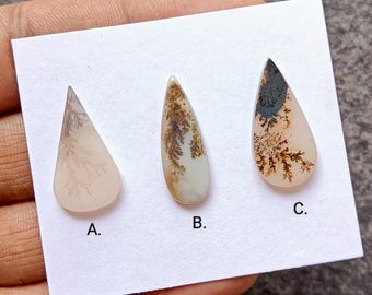 Scenic Agate Cabochon, Natural Dendritic Agate Flatback Semi Precious Stone For Jewelry Making