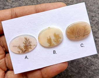 Scenic Dendritic Agate Cabochon: Natural Flatback Loose Gemstones for Jewelry Making