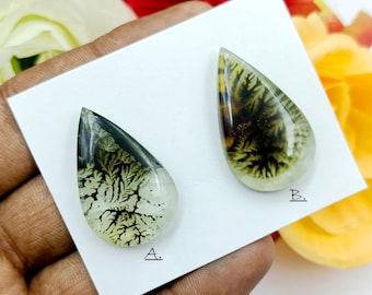 Cuarzo escénico con cabujones dobletes: Piedra preciosa suelta de cuarzo de base plana para la fabricación de joyas.