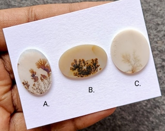 Scenic Dendritic Agate Cabochon: Natural Flatback Loose Gemstones for Jewelry Making