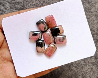 Rhodonite Smooth Cabochons: Natural Flatback Loose Gemstone For Jewelry Making