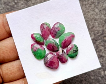 Ruby in Zoisite Rose Cut Gemstones : Natural Zoisite Flatback Loose Stone for Jewelry Making