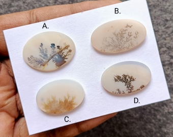 Scenic Dendritic Agate Cabochon: Agate Natural Flatback Loose Gemstones for Jewelry Making