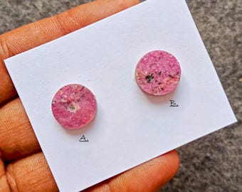 Cobalto Calcite Druzy Cabochon, Round Shape Loose Stone for Jewelry Making Size 15x15mm