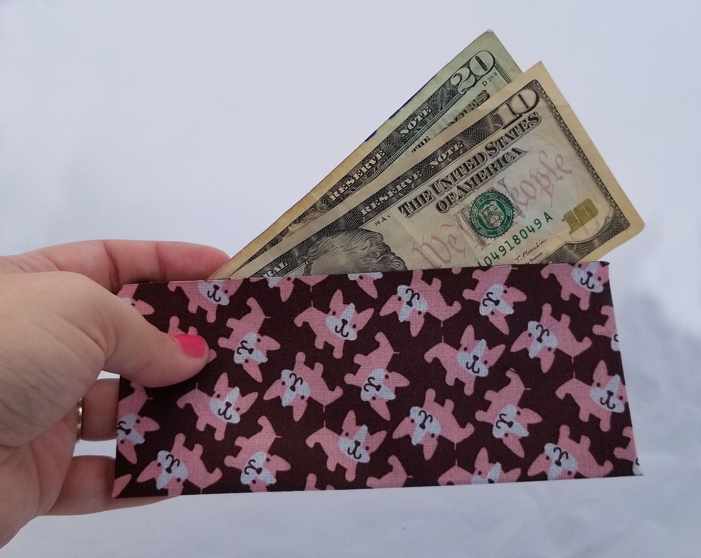 French Bulldog Fabric Cash Envelope, Cash Envelope System, Single