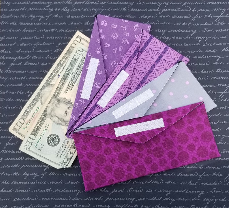 Purple Fabric Cash Envelopes Set of 4 Cash Envelope System Etsy