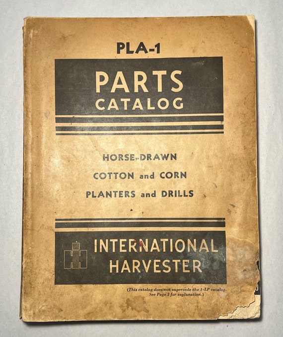 International Harvester Parts Catalog PLA1 vintage Reference Etsy