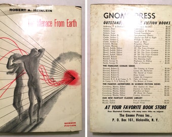The Menace from Earth - Robert A. Heinlein 1st Edition 1959 Hardcover with Dust Jacket, Science Fiction Book, Gnome Press