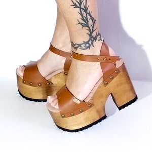 Vintage 70's Style Platform Clogs: Unique Wooden Heels for Your ...
