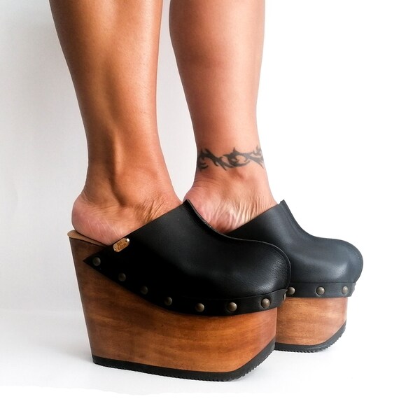 Vintage-inspirierte Super-High-Heel-Plateau-Clogs: Der Inbegriff des Street-Fashion-Trends! /Vintage Clogs, Keilholz