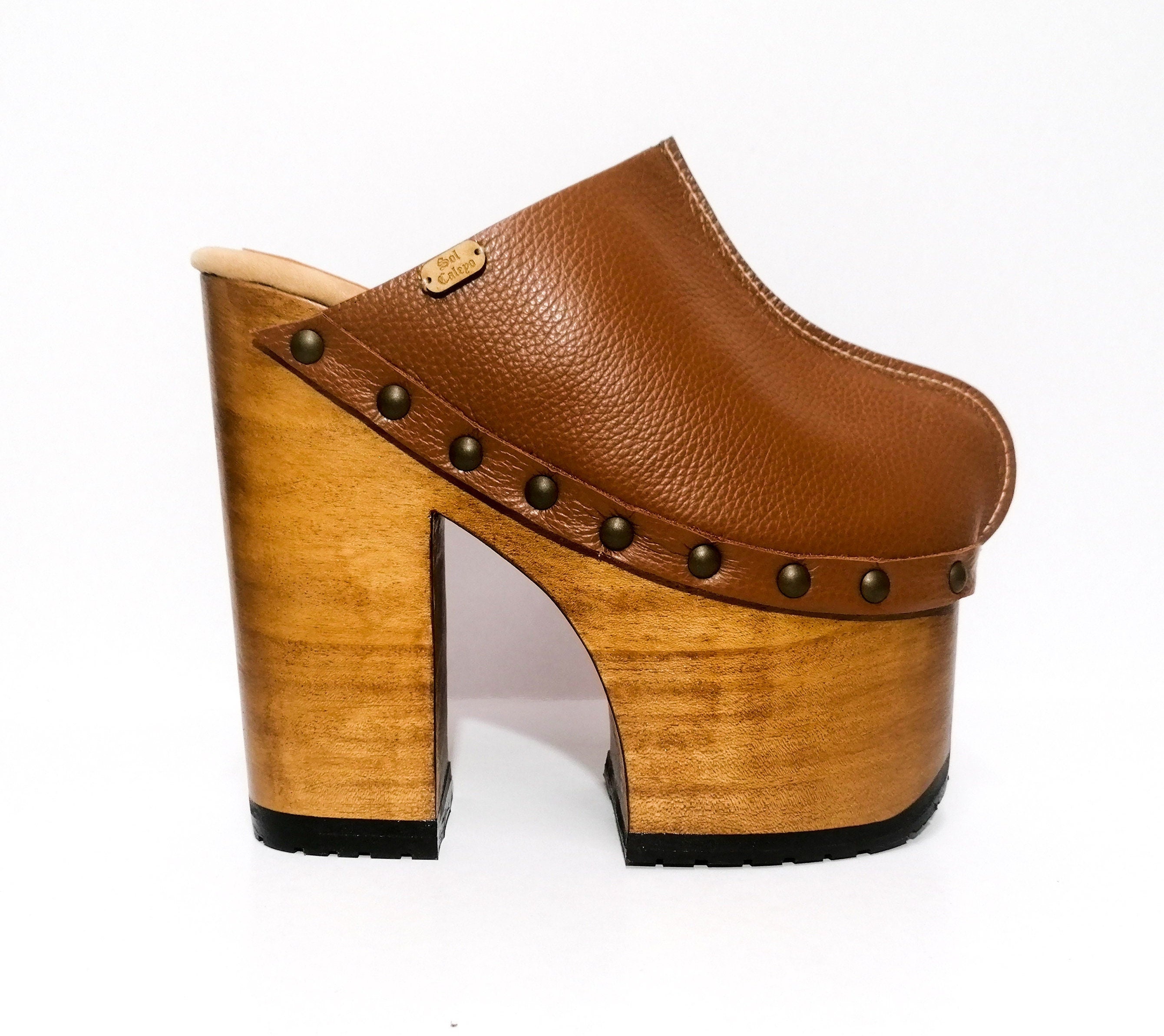 High heel wooden clogs discount