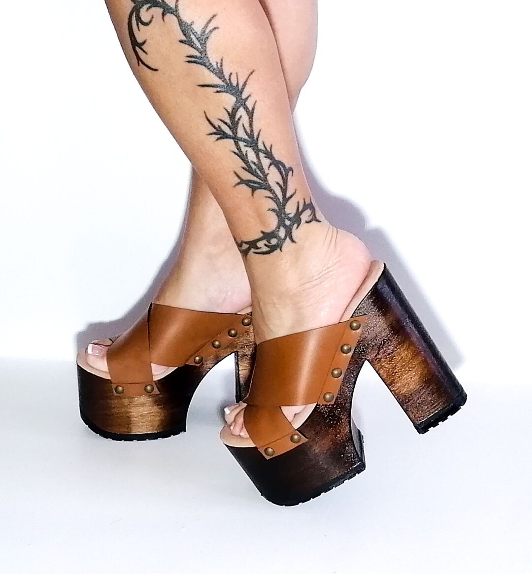90s platform leather sandals 7
