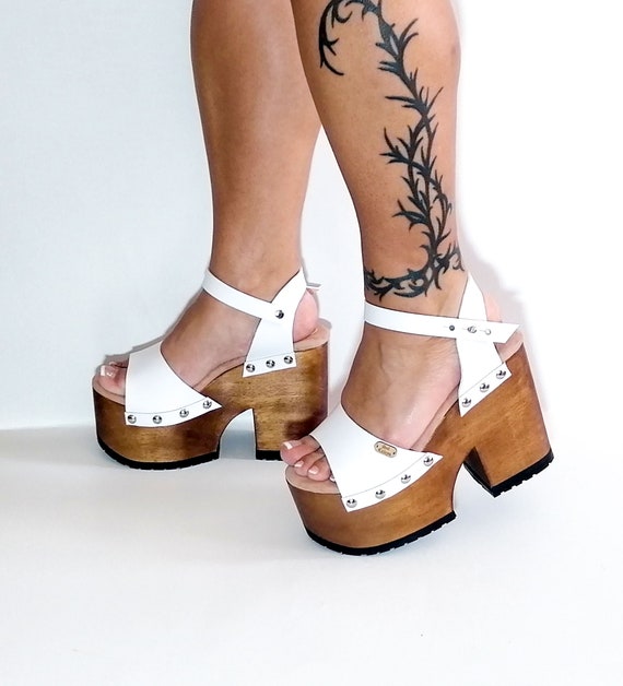90s platform sandals white