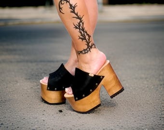 70s Platform Sandals, Platform Shoes, Wood Heels, Platform