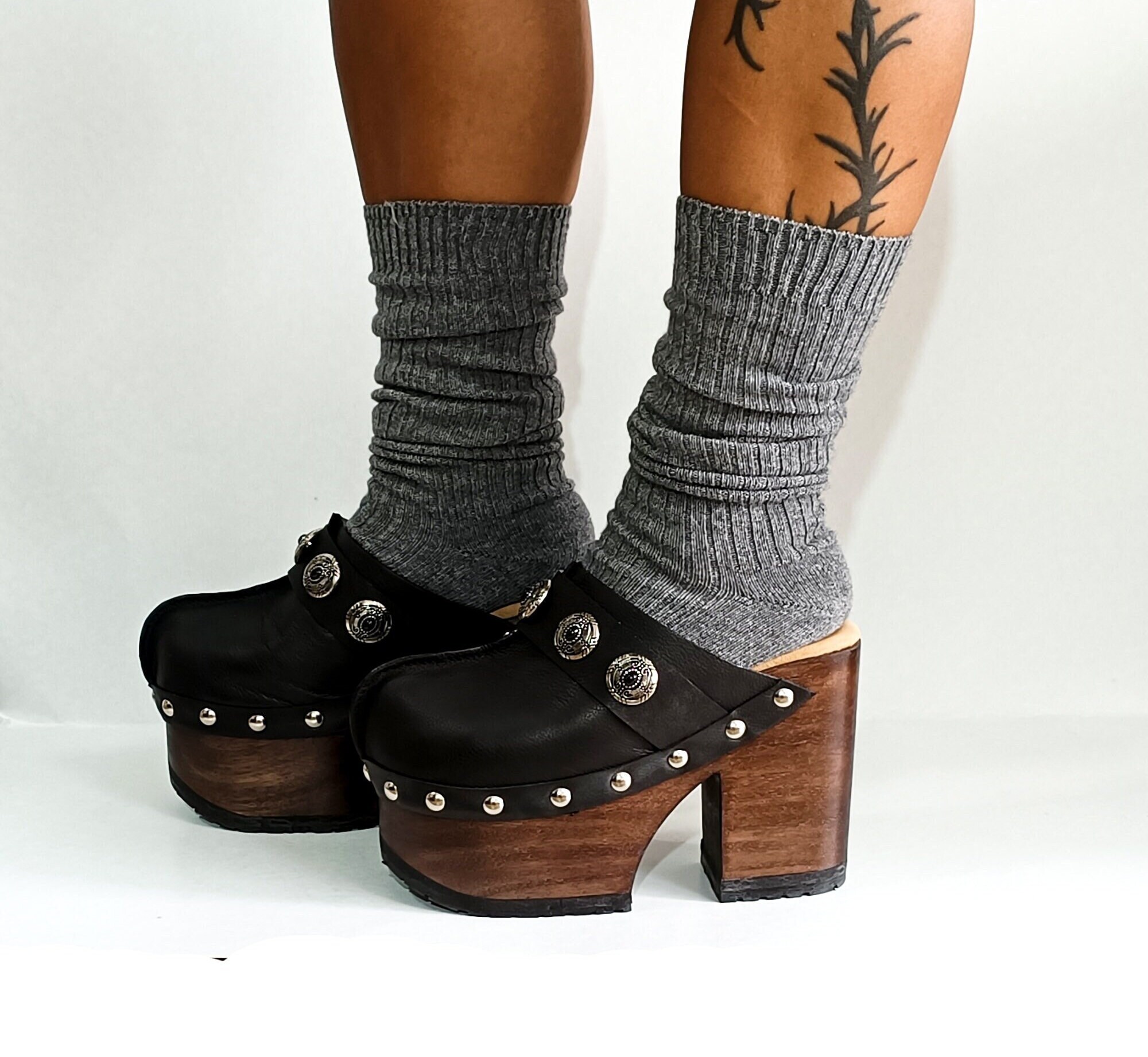Wooden platform clogs clearance