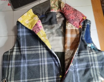 Reversable Patchwork Vest - Hemp Flannel