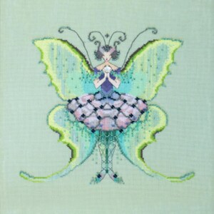 Chart and Embellishment with Special Thread NC311 LUNA MOTH by Nora Corbett